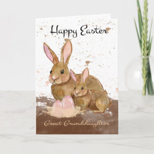 Cartes Pour Fêtes Annuelles Grand-fille, Aquarelle Lapin lapins et