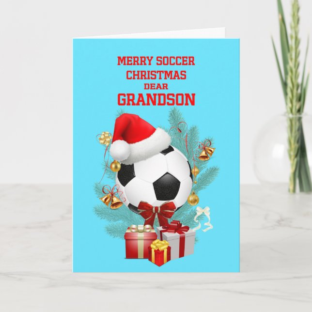 Cartes Pour Fêtes Annuelles Grand-fils Christmas Soccer (Devant)