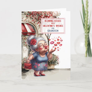 Cartes Pour Fêtes Annuelles Grand-fils embrasse les souhaits de Valentine