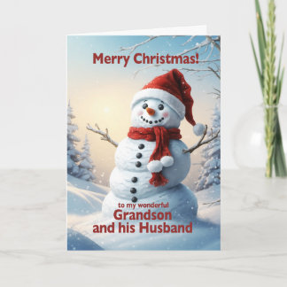 Cartes Pour Fêtes Annuelles Grand-fils et son mari Noël Snowman
