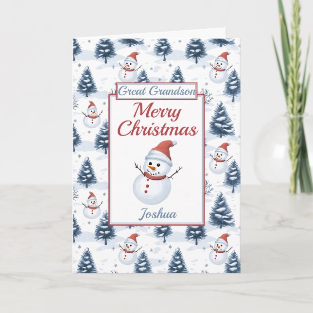 Cartes Pour Fêtes Annuelles Grand-fils Joyeux Noël Snowman (Devant)
