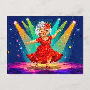 Cartes Pour Fêtes Annuelles Grand-mère dansant sur scène