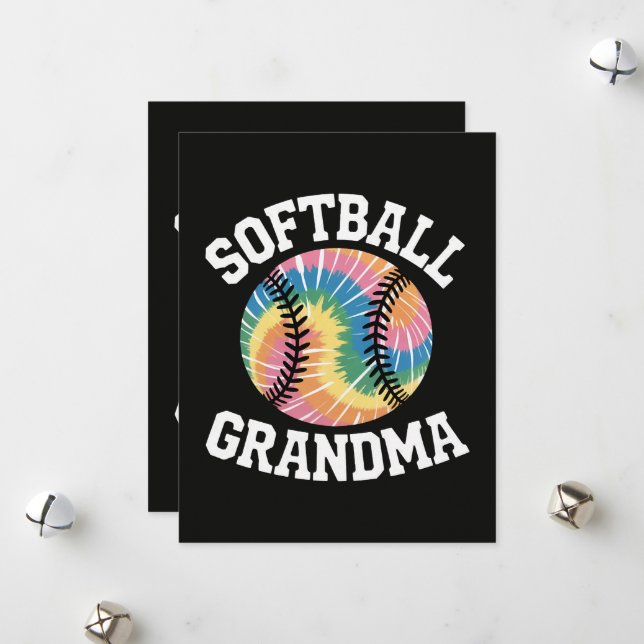Cartes Pour Fêtes Annuelles Grand-mère de softball (Devant/Arrière en situation)