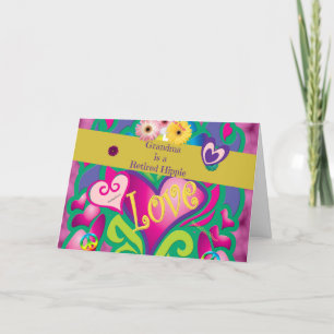Cartes Pour Fêtes Annuelles Grand-mère est une hippie retraitée...super,