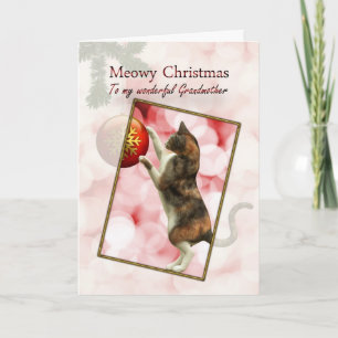 Cartes Pour Fêtes Annuelles Grand-mère, Meowy Christmas
