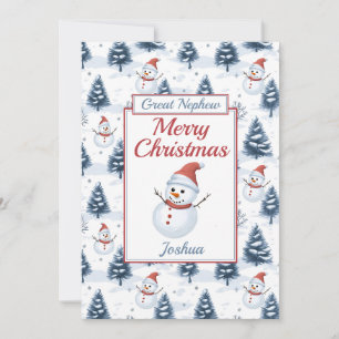 Cartes Pour Fêtes Annuelles Grand Nephew Joyeux Noël Snowman Flat