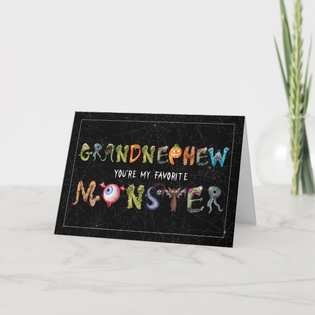 Cartes Pour Fêtes Annuelles Grand neveu Favori Monster Funny Halloween (Devant)