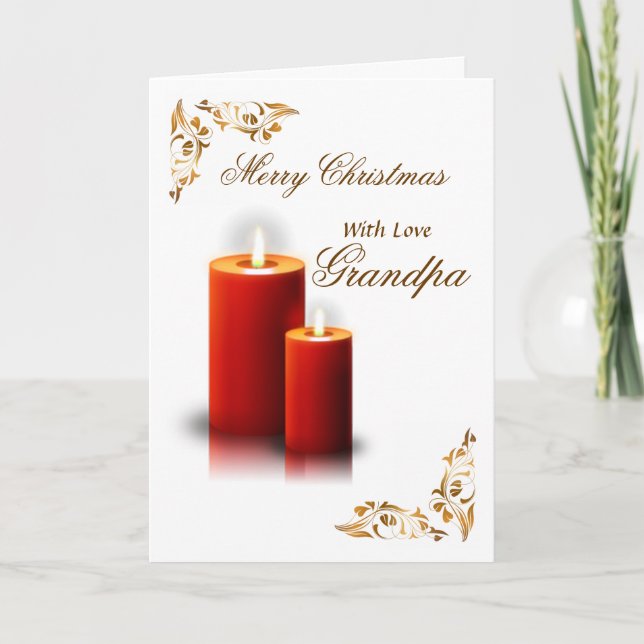 Cartes Pour Fêtes Annuelles Grand-papa/Joyeux Noël - bougies rouges/Flourish (Devant)
