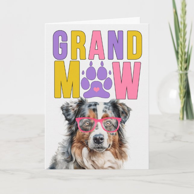 Cartes Pour Fêtes Annuelles Grand-parents de chiens bergers australiens Grand- (Devant)