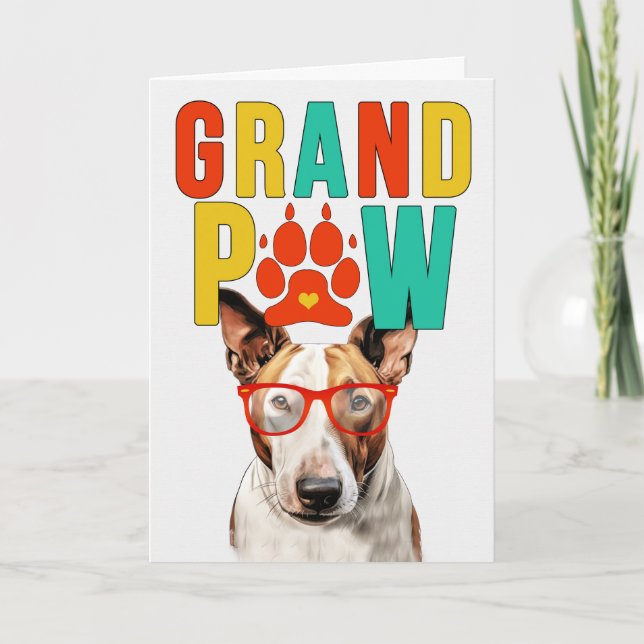 Cartes Pour Fêtes Annuelles Grand-Parents de Grand-PAW Bull Terrier Grand-DOG (Devant)