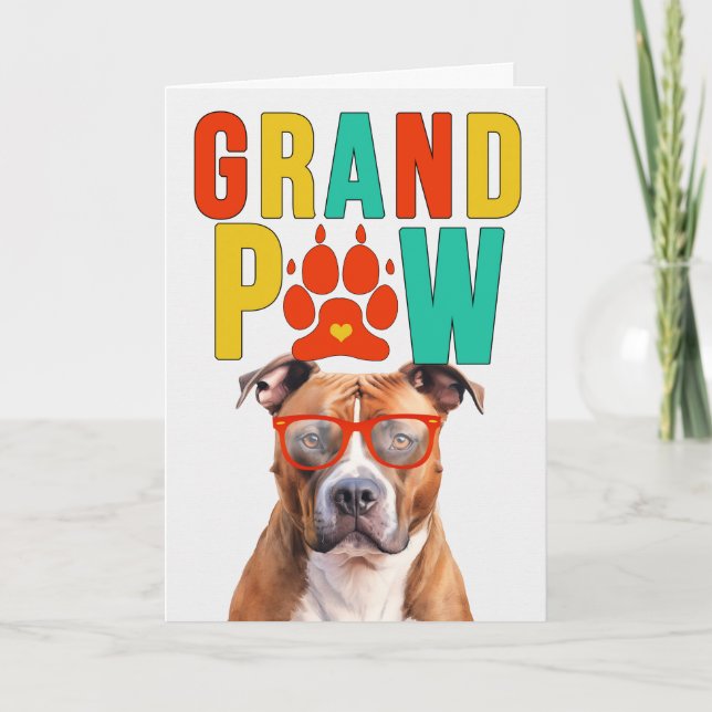 Cartes Pour Fêtes Annuelles Grand-Parents Grand-Pit Tan Pit Bull Grand-DOG (Devant)