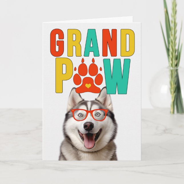 Cartes Pour Fêtes Annuelles Grand-parents GrandDOG Malamute de GrandPAW (Devant)