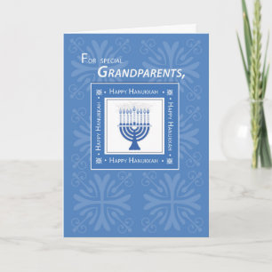 Cartes Pour Fêtes Annuelles Grand-parents Hanoukka souhaite Blue Menorah