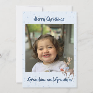 Cartes Pour Fêtes Annuelles Grand-parents Photo Christmas Blue Deer