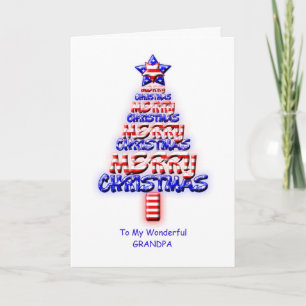 Cartes Pour Fêtes Annuelles Grand-père, arbre patriotique de Noël