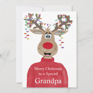 Cartes Pour Fêtes Annuelles Grand-père Reindeer Noël personnalisable