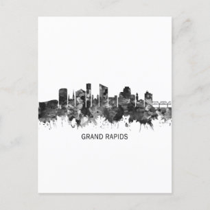 Cartes Pour Fêtes Annuelles Grand Rapids Michigan Skyline BW
