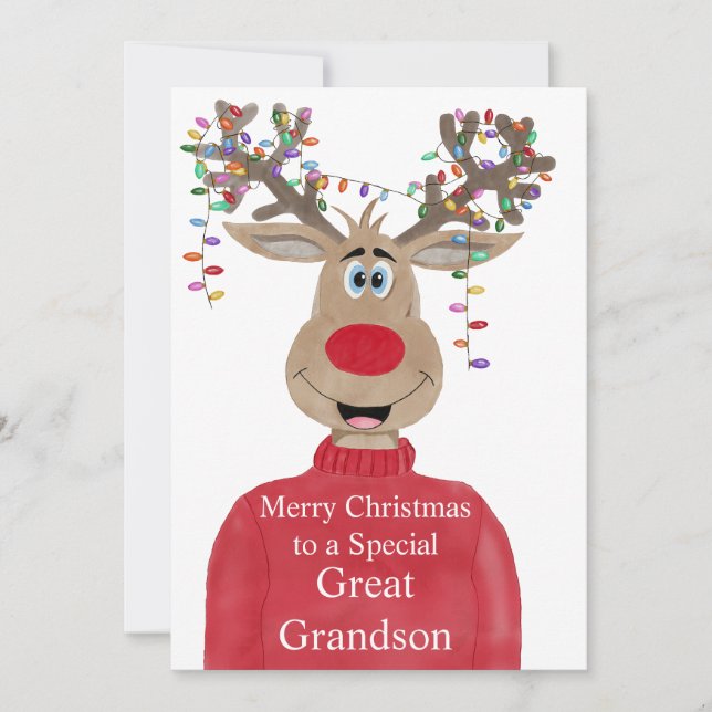Cartes Pour Fêtes Annuelles Grand Reindeer Noël personnalisable (Devant)