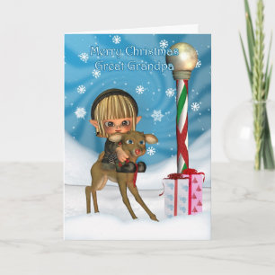 Cartes Pour Fêtes Annuelles Grand renne d'Elf de grand-papa de Noël, Rudolf,