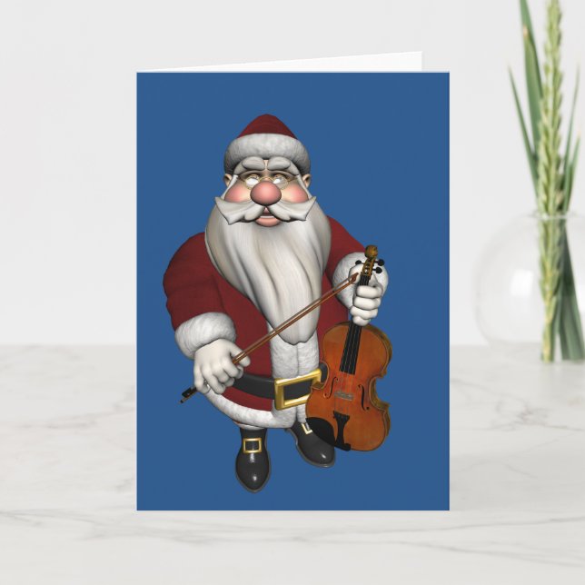 Cartes Pour Fêtes Annuelles Grand violoniste du Père Noël (Devant)