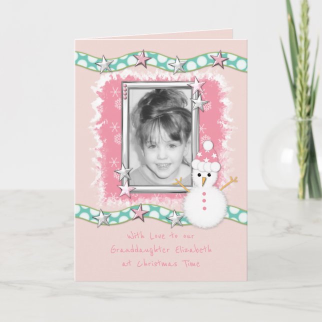 Cartes Pour Fêtes Annuelles Grandaughter Pink Christmas Photo Greg (Devant)