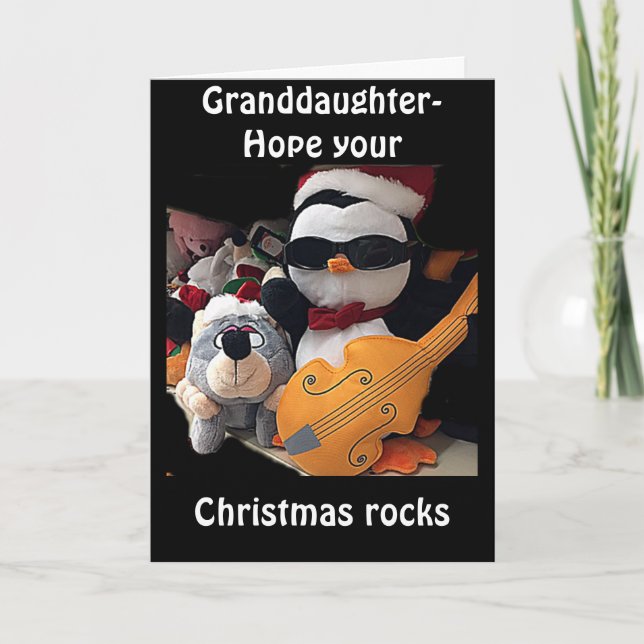 CARTES POUR FÊTES ANNUELLES **GRANDDAUGHTE-H0PE Y0UR CHRITMAS "R0CKS-YOU ROCK" (Devant)