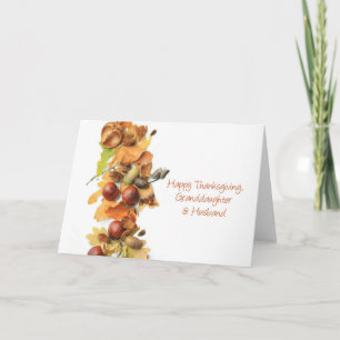 Cartes Pour Fêtes Annuelles Granddaughter & Husband autumn border thanksgiving