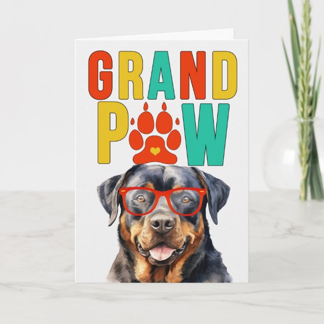 Cartes Pour Fêtes Annuelles GrandDOG Grand-parents de GrandPAW Rottweiler (Devant)