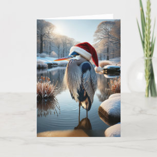 CARTES POUR FÊTES ANNUELLES GRANDE ARDEE BLEUE DE NOËL - HIVER ET FAUNE SAUVAG