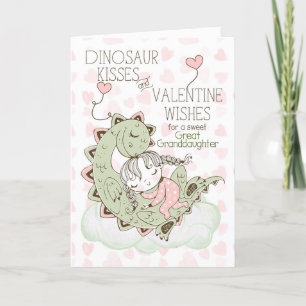 Cartes Pour Fêtes Annuelles Grande petite fille Dinosaur Bisses Valentine