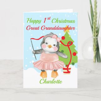 Cartes Pour Fêtes Annuelles Grande Petite-fille Joyeux 1er Pingouin de Noël