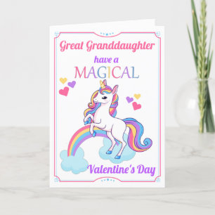 Cartes Pour Fêtes Annuelles Grande Petite-fille Unicorn Saint-Valentin