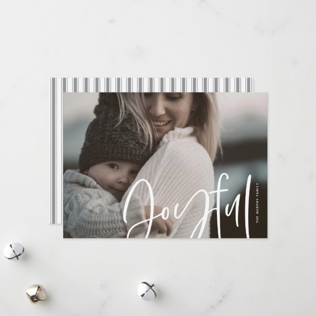 Cartes Pour Fêtes Annuelles Grande Photo Classique Joyeuse Écrite Casually (Devant/Arrière en situation)