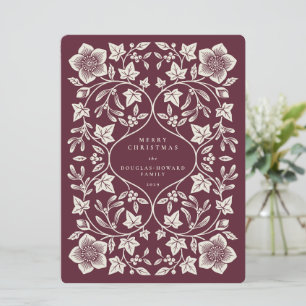 Cartes Pour Fêtes Annuelles Grandes botaniques hivernales en rouge foncé/crème