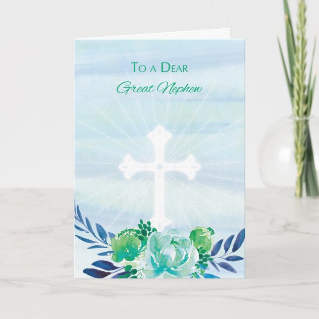 Cartes Pour Fêtes Annuelles Grandes fleurs Turquoises népalaises avec croix de (Devant)