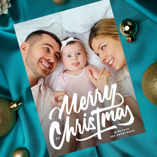 Cartes Pour Fêtes Annuelles GRANDES PHOTOS lettrage blanc Joyeux Noël