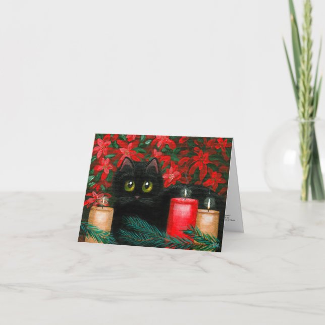 Cartes Pour Fêtes Annuelles Grandes poinsettias observées Creationarts de chat (Devant)