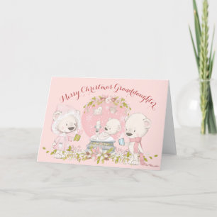 Cartes Pour Fêtes Annuelles Grandgirl Snow Globe rose Floral mignonne