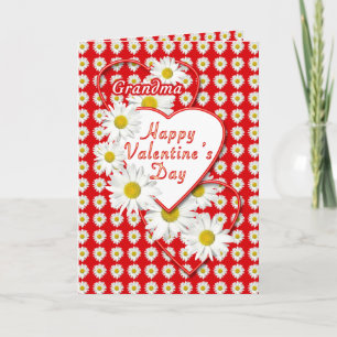 Cartes Pour Fêtes Annuelles Grandma Daisies et Coeurs Valentine Card