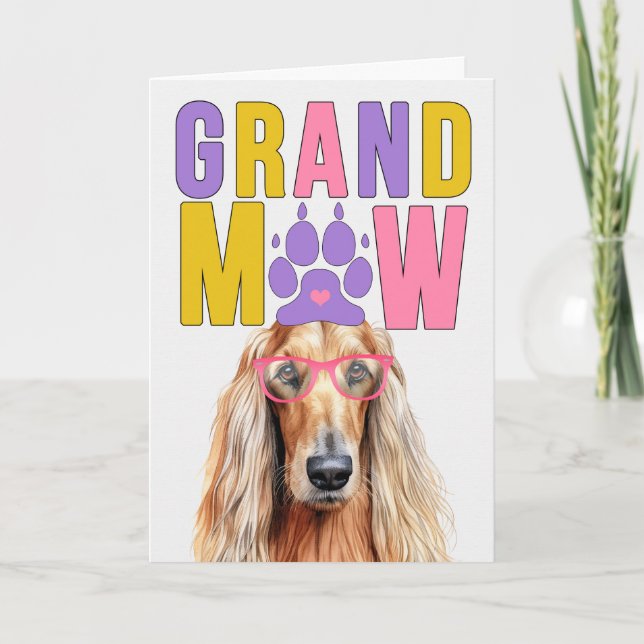 Cartes Pour Fêtes Annuelles GrandMAW Afghan Hound GrandDOG Grand-parents Day (Devant)