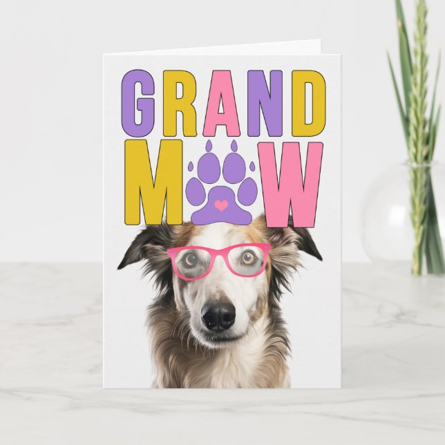 Cartes Pour Fêtes Annuelles GrandMAW Borzoi Chien drôle Fête des grands-parent (Devant)