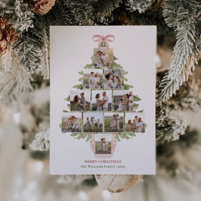 Cartes Pour Fêtes Annuelles Grandmillennial Coquette Arbre de Noël 12 Photo (Créateur téléchargé)