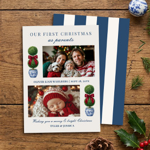 Cartes Pour Fêtes Annuelles Grandmillennial Topiaire Premier Noël de Bébé
