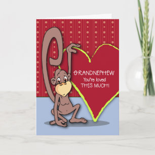 Cartes Pour Fêtes Annuelles Grandnephew Cute Monkey le jour de la Saint-Valent