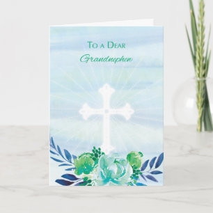 Cartes Pour Fêtes Annuelles Grandneveu Fleurs bleues Turquoises avec Croix Pâq