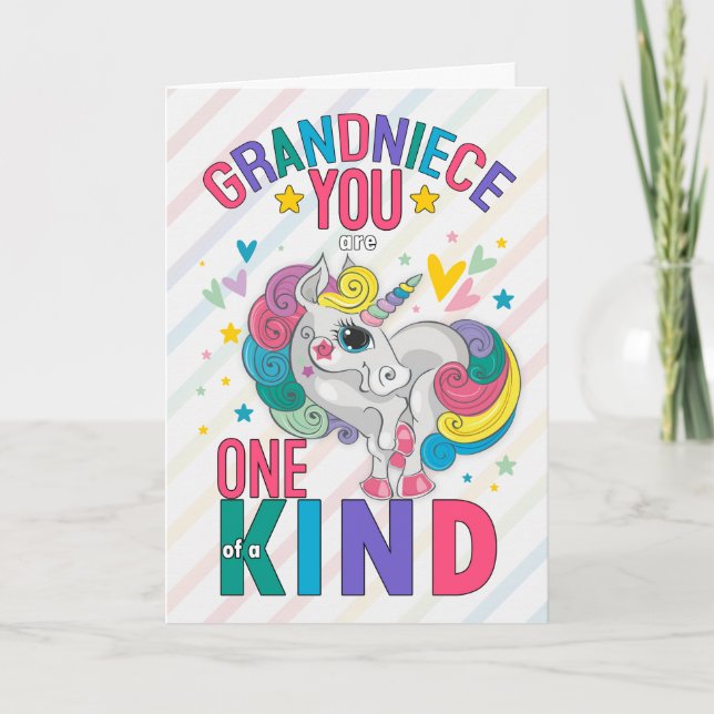 Cartes Pour Fêtes Annuelles Grandniece Rainbow Unicorn Valentine's Day (Devant)