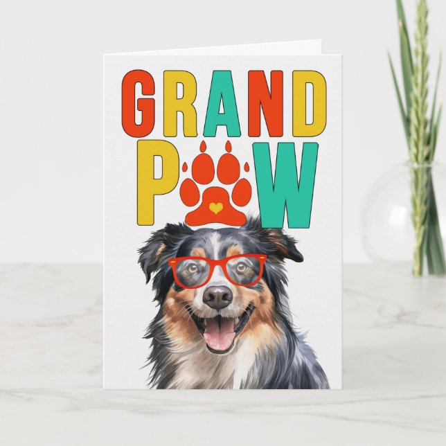 Cartes Pour Fêtes Annuelles GrandPA Anglais Berger GrandDOG Grand-Parents Day (Devant)