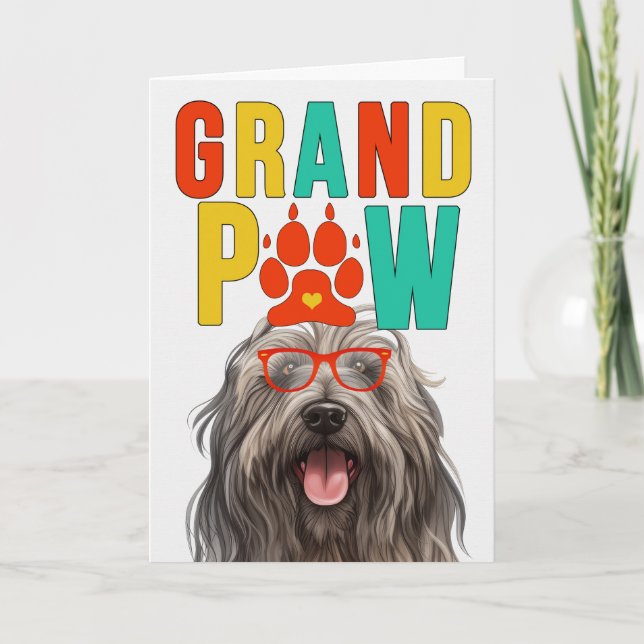 Cartes Pour Fêtes Annuelles GrandPAW Bergamasco GrandDOG Grand-parents Day (Devant)