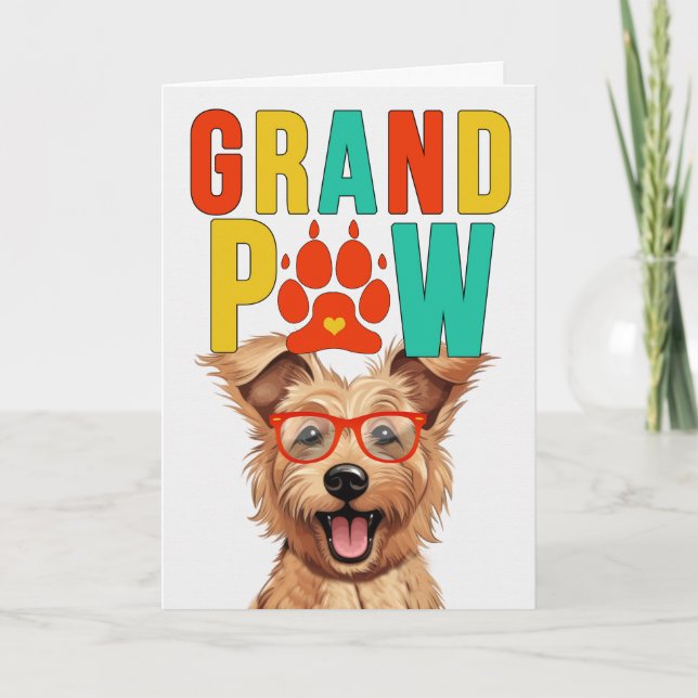 Cartes Pour Fêtes Annuelles GrandPAW Berger Picard GrandDOG Grand-parents Day (Devant)