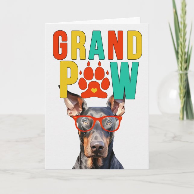 Cartes Pour Fêtes Annuelles GrandPAW Doberman GrandDOG Grand-parents Day (Devant)